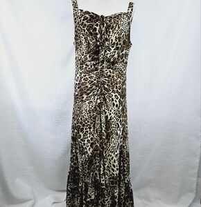 NWT Acoa Leopard Print Ruched Maxi Dress size Large